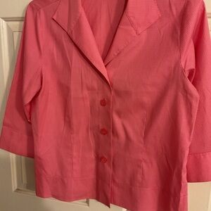 COLDWATER CREEK PINK&WHITE GINGHAM BUTTON UP WOMENS SHIRT M.40” 24”